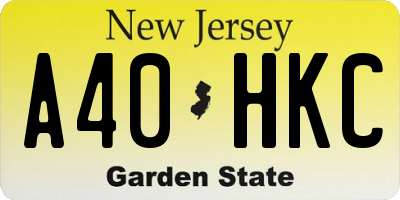 NJ license plate A40HKC