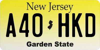 NJ license plate A40HKD