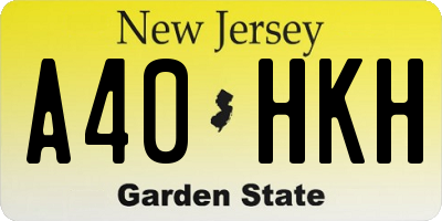 NJ license plate A40HKH