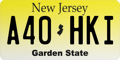 NJ license plate A40HKI