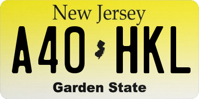 NJ license plate A40HKL
