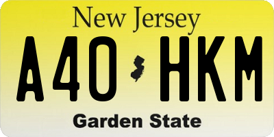 NJ license plate A40HKM