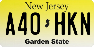 NJ license plate A40HKN
