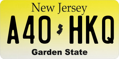 NJ license plate A40HKQ