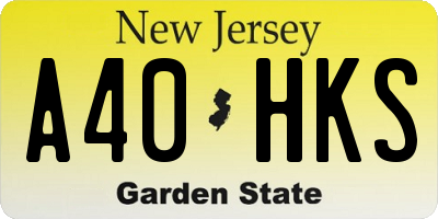 NJ license plate A40HKS