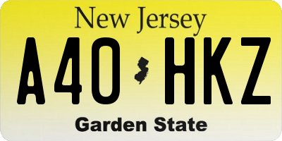 NJ license plate A40HKZ