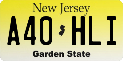 NJ license plate A40HLI
