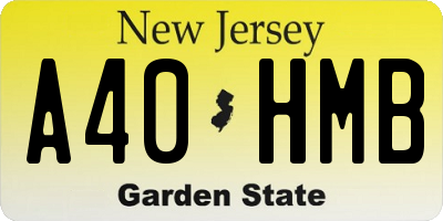 NJ license plate A40HMB