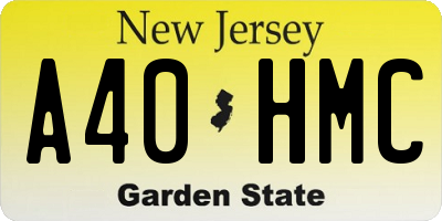 NJ license plate A40HMC