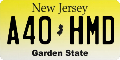 NJ license plate A40HMD