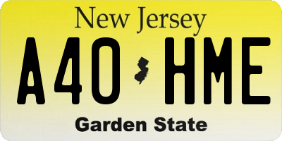 NJ license plate A40HME