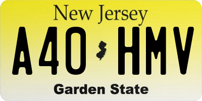 NJ license plate A40HMV