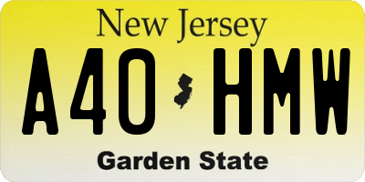 NJ license plate A40HMW