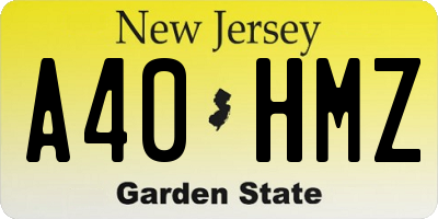 NJ license plate A40HMZ