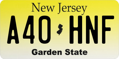 NJ license plate A40HNF
