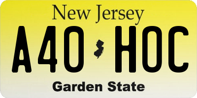 NJ license plate A40HOC