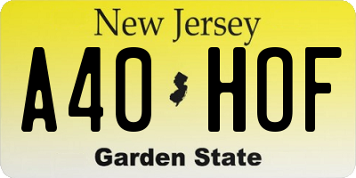 NJ license plate A40HOF