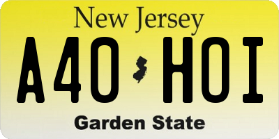 NJ license plate A40HOI