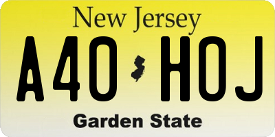 NJ license plate A40HOJ