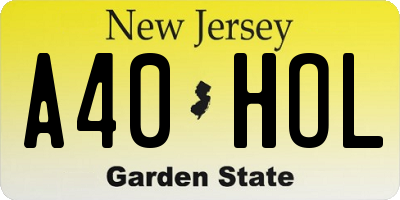 NJ license plate A40HOL