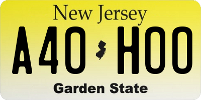 NJ license plate A40HOO
