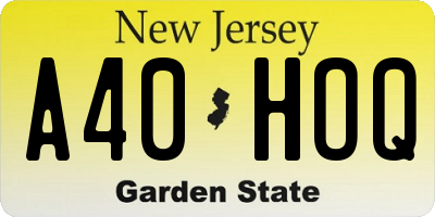 NJ license plate A40HOQ