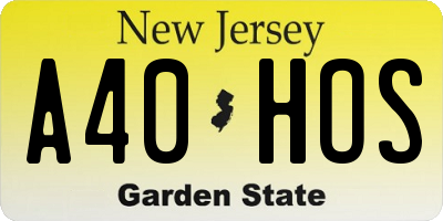 NJ license plate A40HOS
