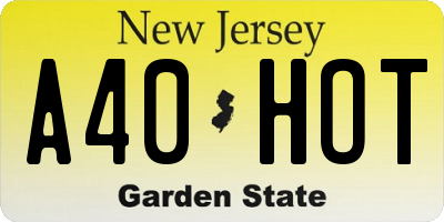 NJ license plate A40HOT