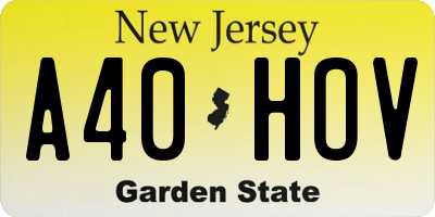 NJ license plate A40HOV