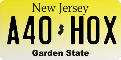 NJ license plate A40HOX