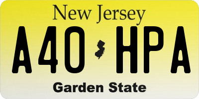 NJ license plate A40HPA