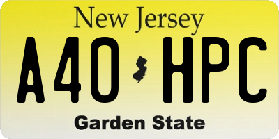 NJ license plate A40HPC