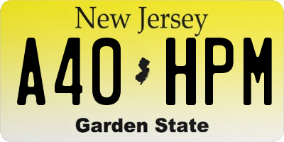 NJ license plate A40HPM