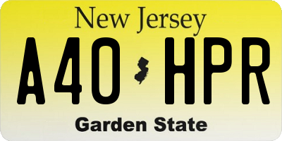 NJ license plate A40HPR