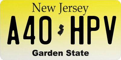 NJ license plate A40HPV