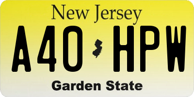 NJ license plate A40HPW