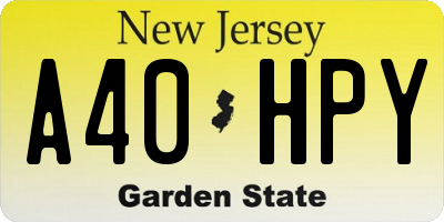 NJ license plate A40HPY