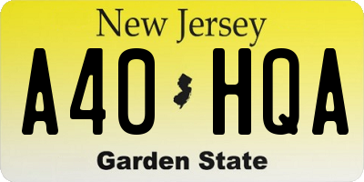 NJ license plate A40HQA
