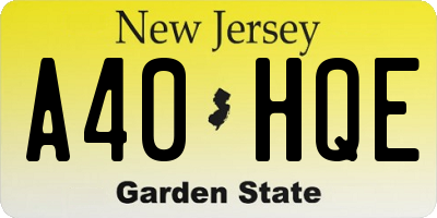 NJ license plate A40HQE