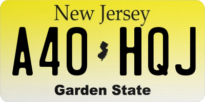 NJ license plate A40HQJ