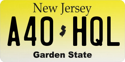 NJ license plate A40HQL
