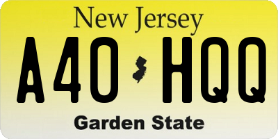 NJ license plate A40HQQ