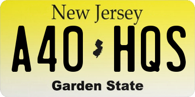 NJ license plate A40HQS
