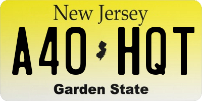 NJ license plate A40HQT