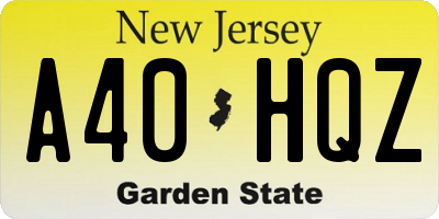 NJ license plate A40HQZ