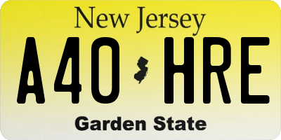 NJ license plate A40HRE