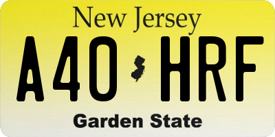 NJ license plate A40HRF