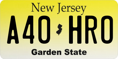 NJ license plate A40HRO