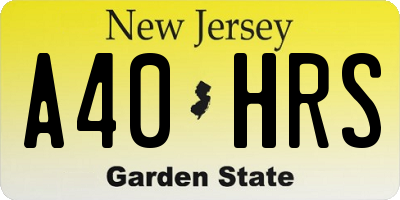 NJ license plate A40HRS