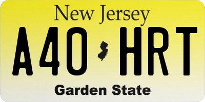 NJ license plate A40HRT